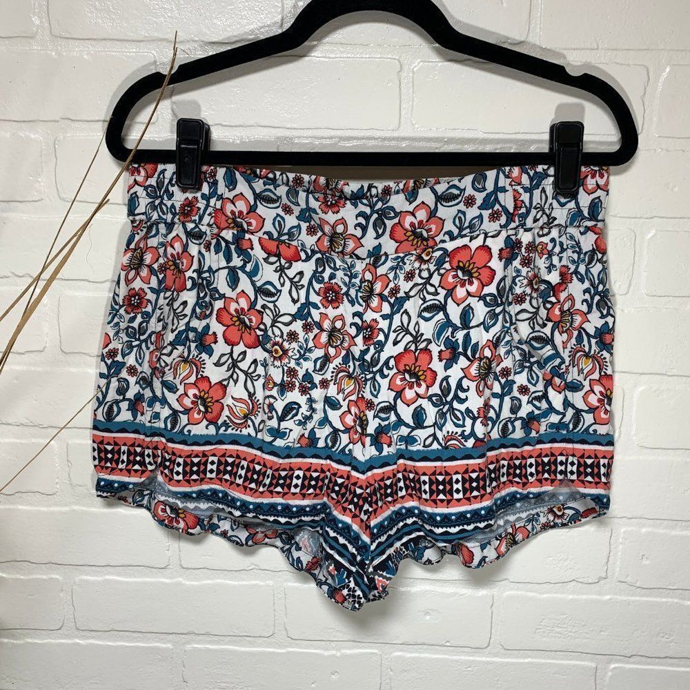 Express Floral High Rise Pull On Shorts S (1023)